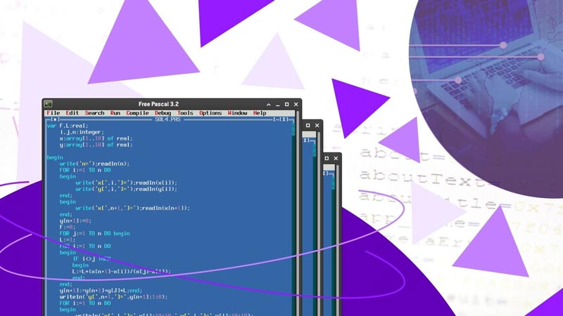 A simple Turbo Pascal, Delphi's original moniker, legible source code shown in developing complex native programs.