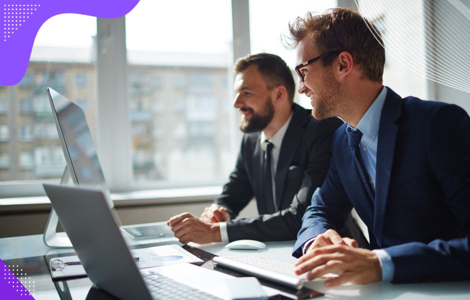 A happy businessman depicting a successful transformation of his business through the implementation of custom .NET solutions.