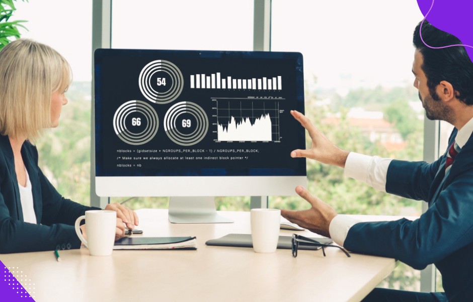 Client reviews metrics charts to ensure their visual foxpro to .NET conversion delivers cost savings and improvements.