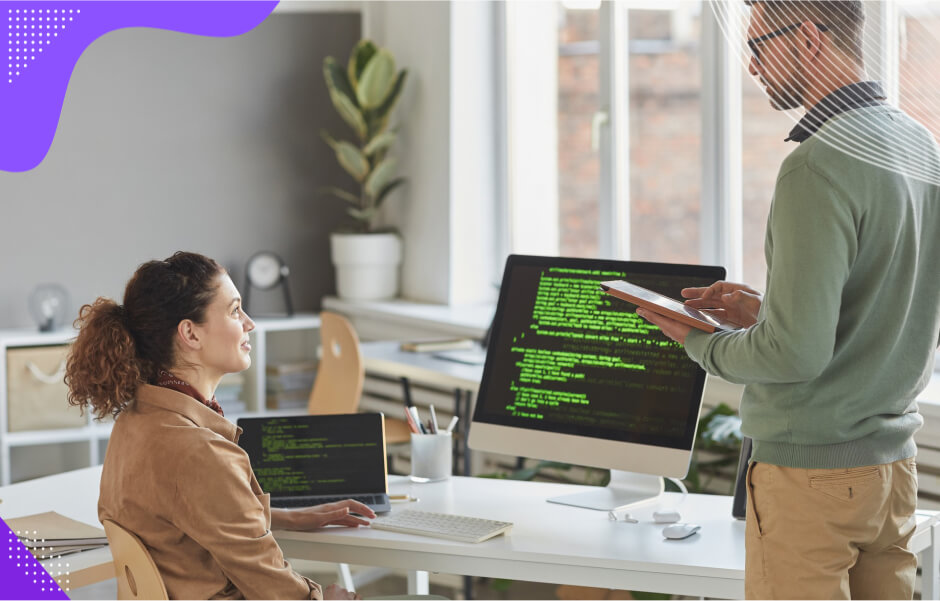 A software developer trains with a mentor to learn Python, gaining new skills to increase productivity and innovation.