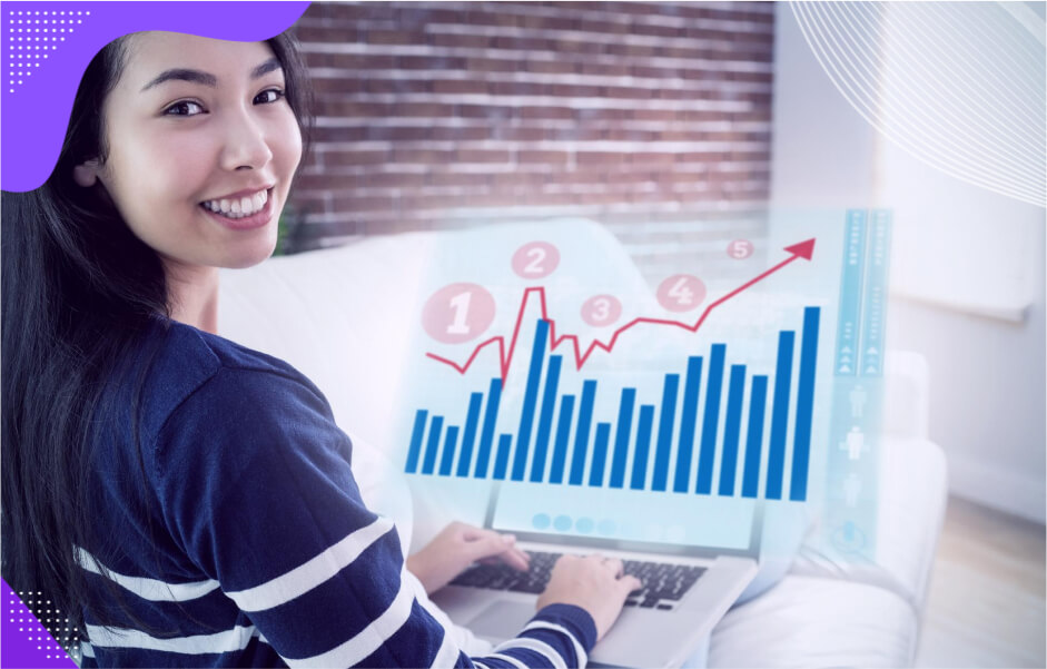 A graph trends upward showing benefits like happier customers and flexible growth from custom CRM development.