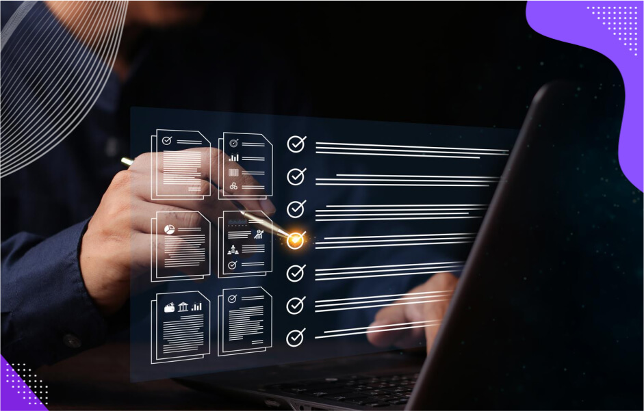 Checklist shows mitigating risks with requirements, testing, frameworks, and phased rollout when implementing custom CRM.