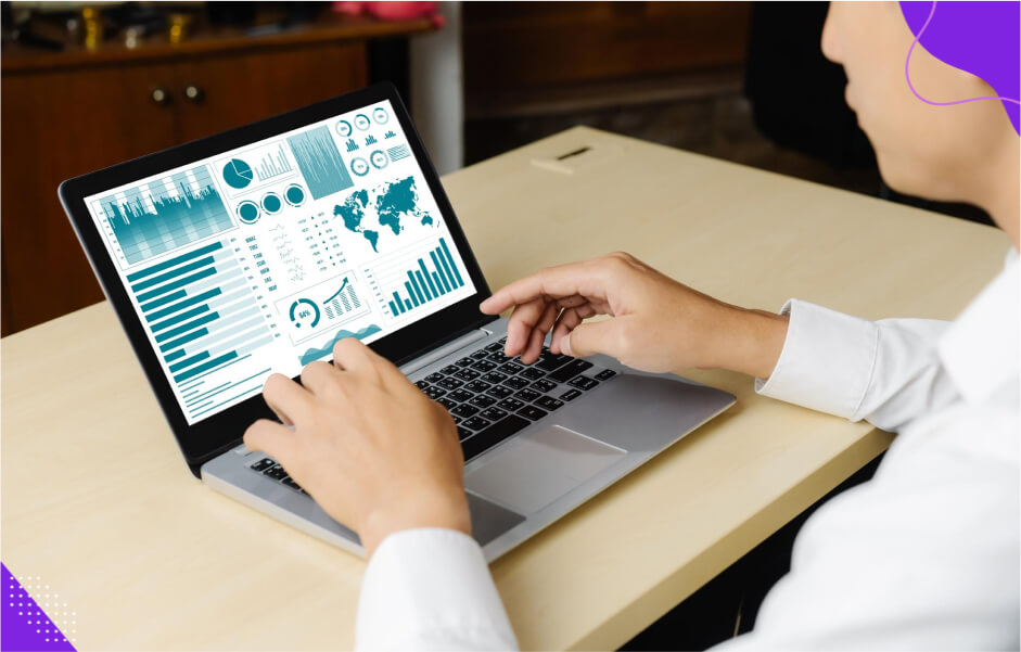 Dashboard tracking CRM metrics like acquisition costs, satisfaction, and transaction value for goals achieved post-launch.