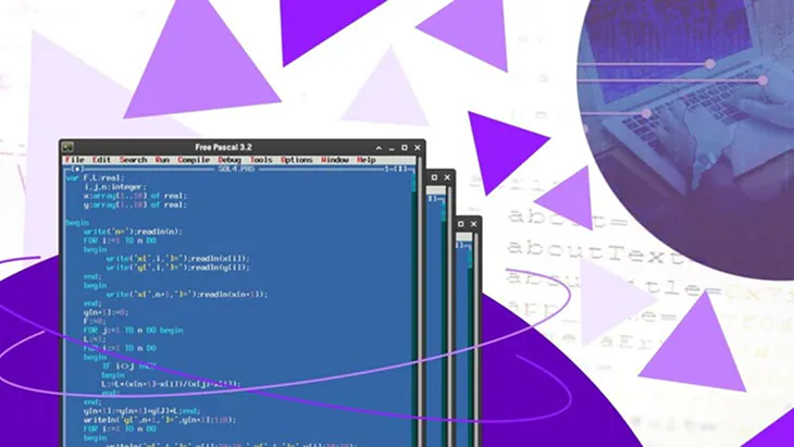 A simple Turbo Pascal, Delphi's original moniker, legible source code shown in developing complex native programs.
