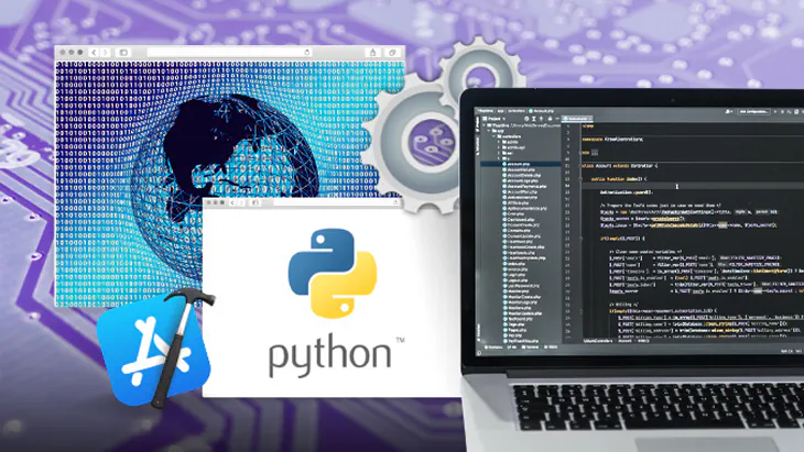 Writing code and developing a software on a laptop using Python as the programming language and other tools and resources