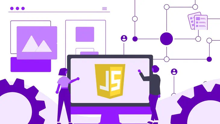 Developers using JavaScript and its frameworks to build a web project.
