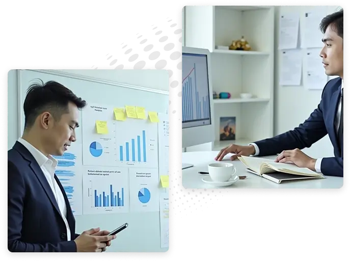 A software development company architect uses Python to open a door to the future for a waiting client.
