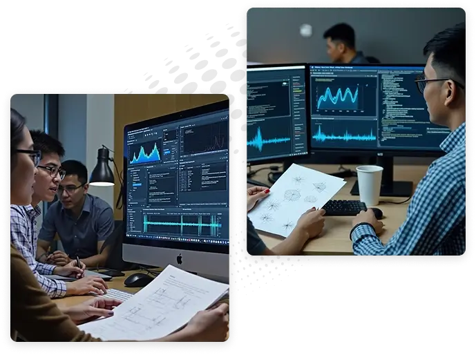 A software development company architect uses Python to open a door to the future for a waiting client.