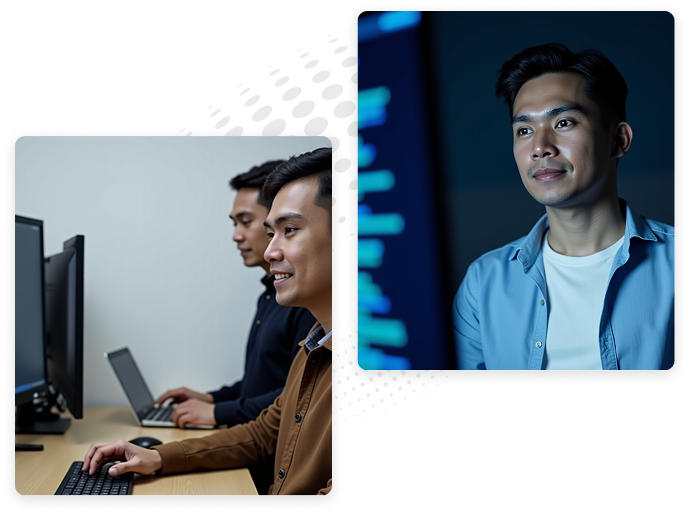 A software development company architect uses Python to open a door to the future for a waiting client.