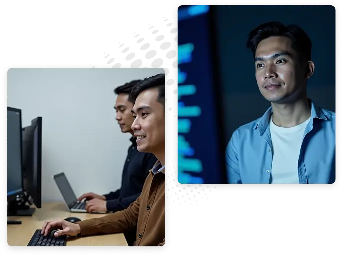 A software development company architect uses Python to open a door to the future for a waiting client.