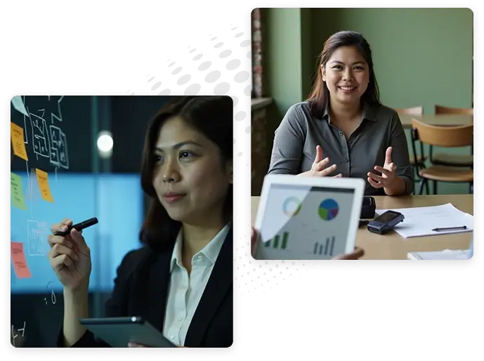 A software development company architect uses Python to open a door to the future for a waiting client.