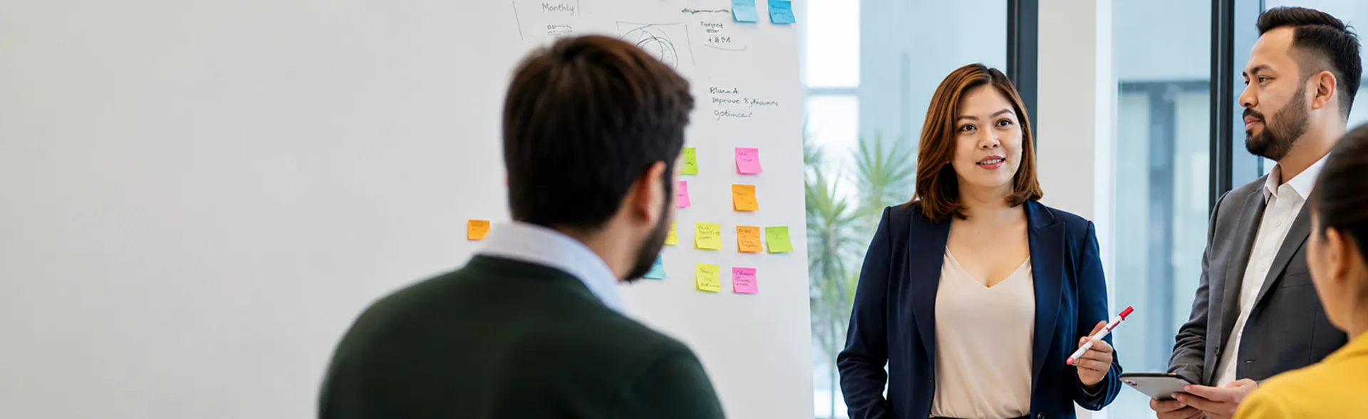 IT outsourcing team collaborating on software project