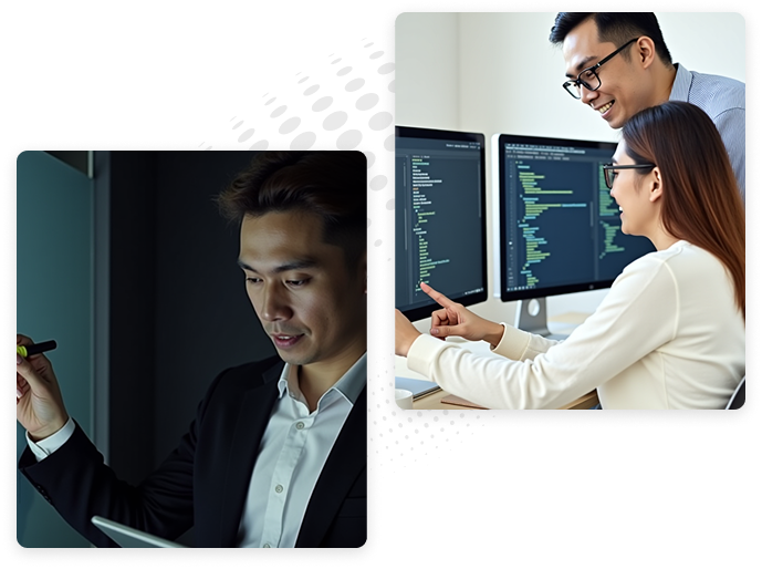 A software development company architect uses Python to open a door to the future for a waiting client.