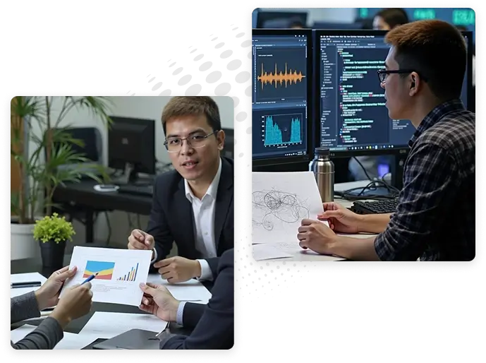 A software development company architect uses Python to open a door to the future for a waiting client.